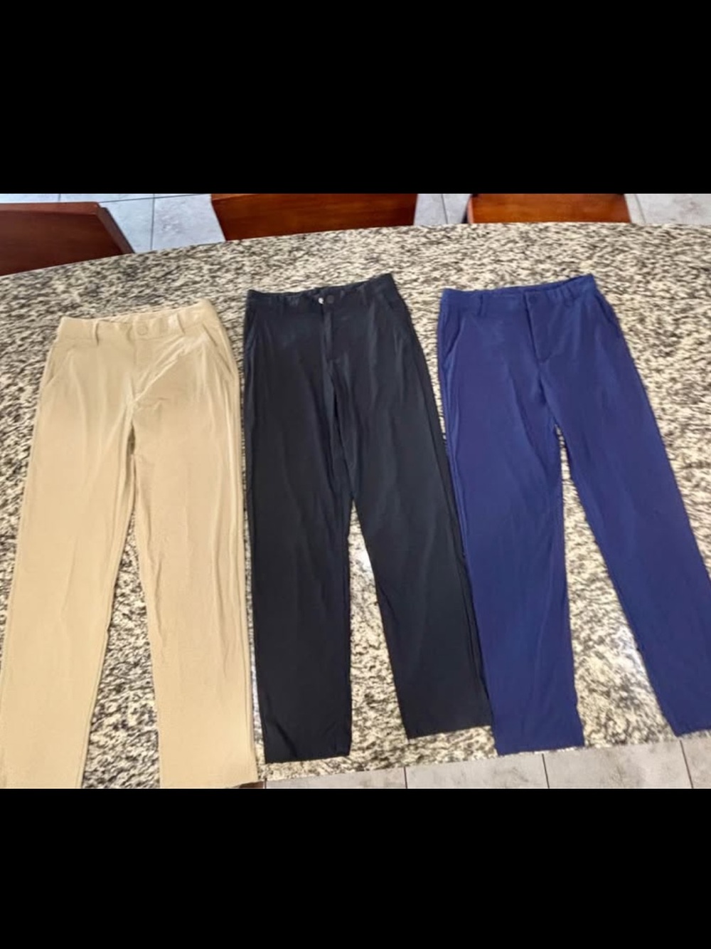 All in Motion Kids stretch golf Pants Trio - Khaki, Black, Navy Blue
